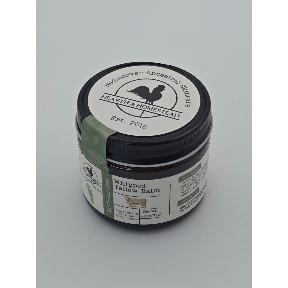 Hearth & Homestead Whipped Tallow Balm Herb Infused Face Body Cream 1.3oz 37g